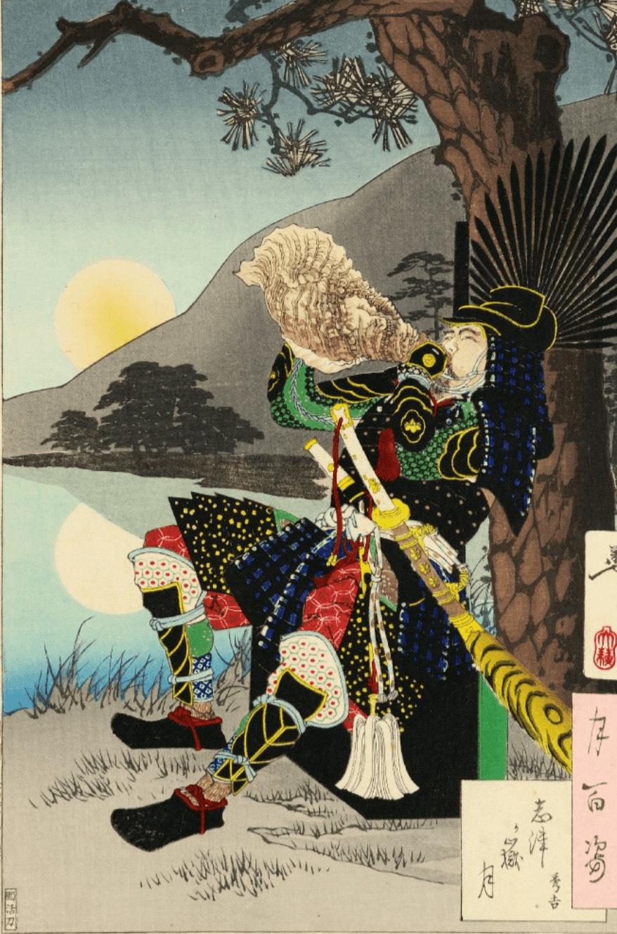 羽柴秀吉(1537〜1598年)。出典:月岡芳年「月百姿」