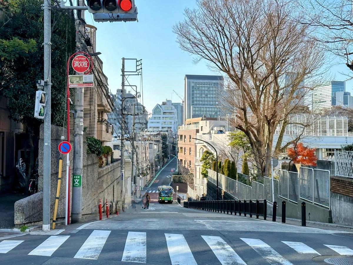 日本赤十字社医療センター前から西へ