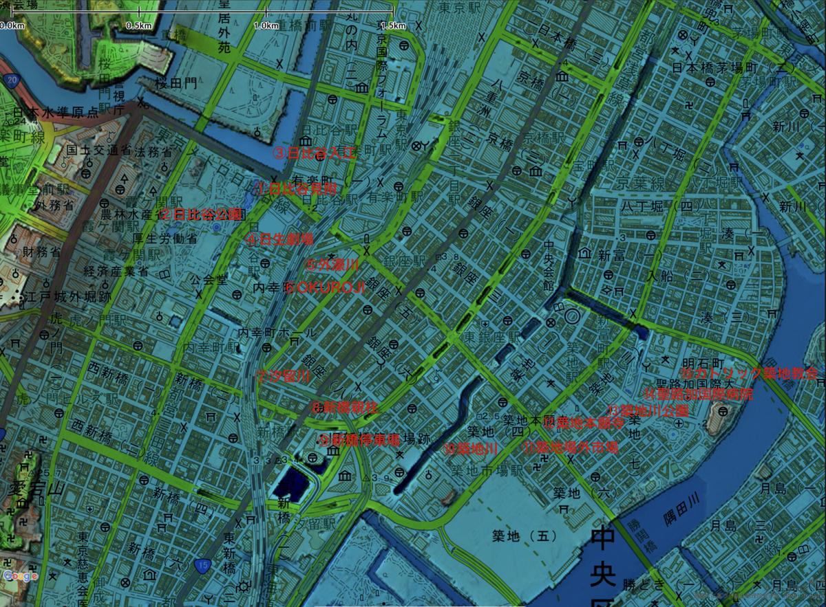 日比谷・新橋・築地の地図